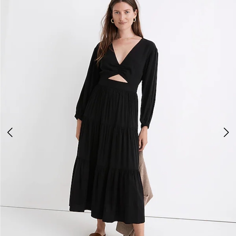 Madewell Lusterweave Cutout Midi Dress black NWT size 6